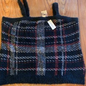Lane Bryant NWT 18/20 Black and Red Plaid Fuzzy Tank Top